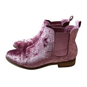 TOMS Ella Faded Rose Pink Crushed Velvet Ankle Boots Women's US 10 EU 42